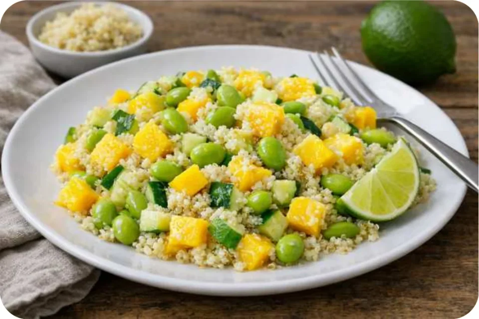 Quinoa-Salat mit Mango und Edamame