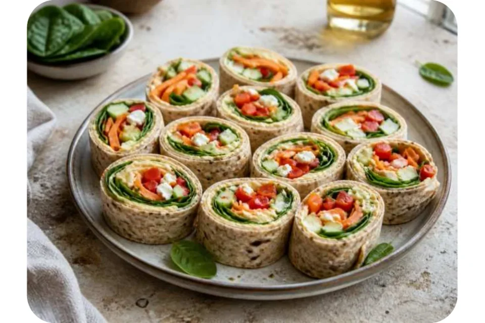 Vollkorn-Wrap-Röllchen mit Hummus
