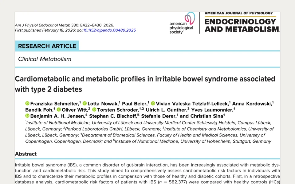Cardiometabolic and metabolic profiles in irritable bowel syndrome associated with type 2 diabetes