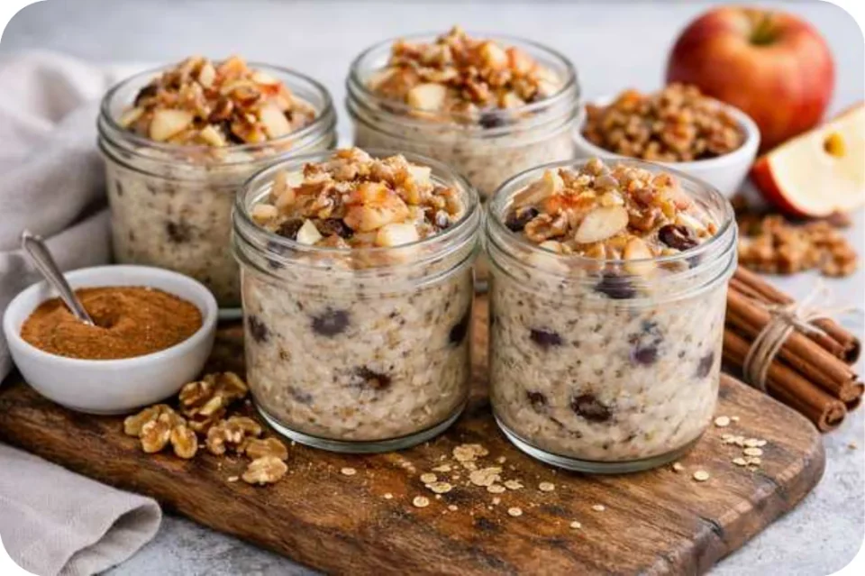Overnight-Oats: mit Zimt, Rosinen und Walnüssen