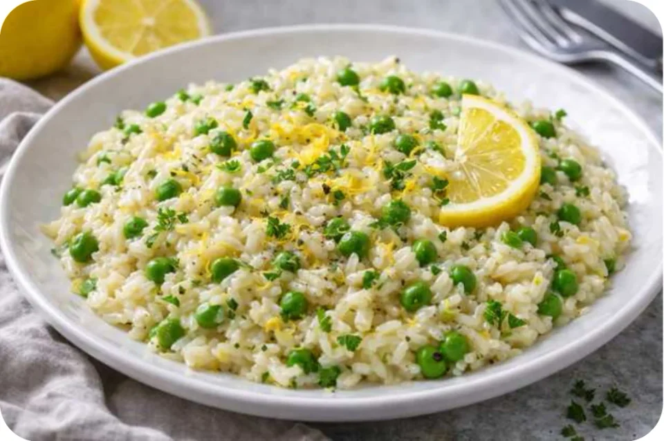 Zitronen-Risotto mit Erbsen