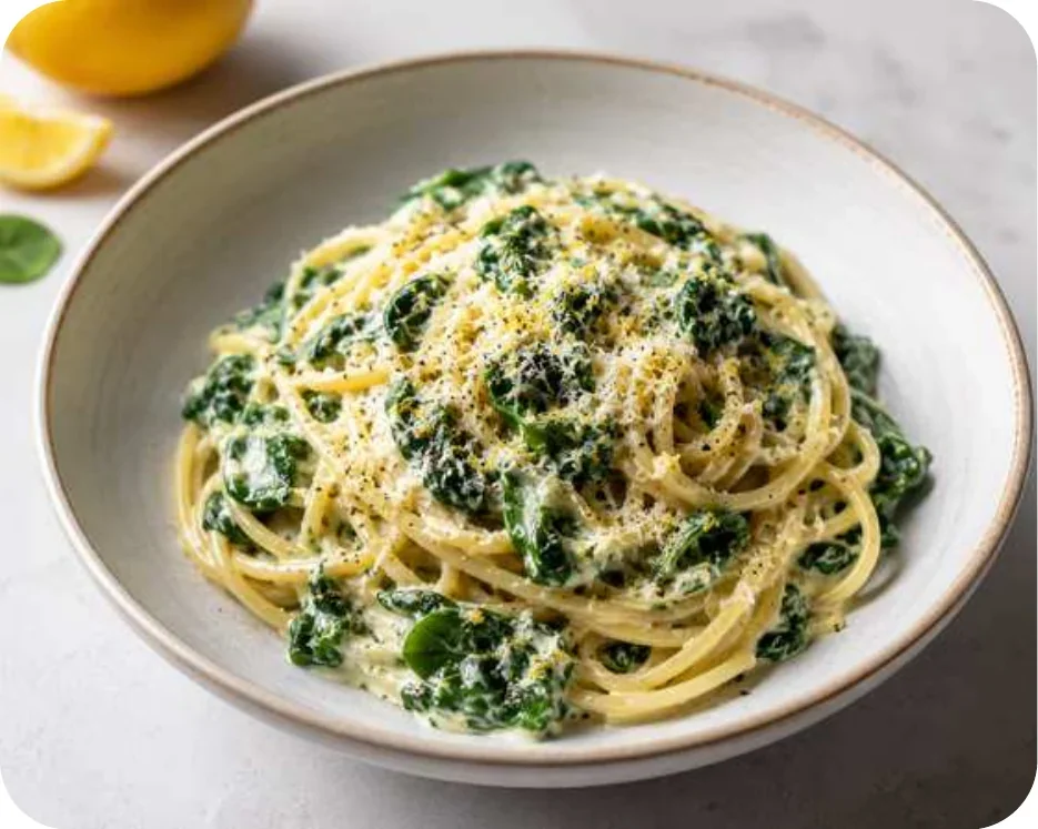 Cremige Spinat-Pasta mit Parmesan