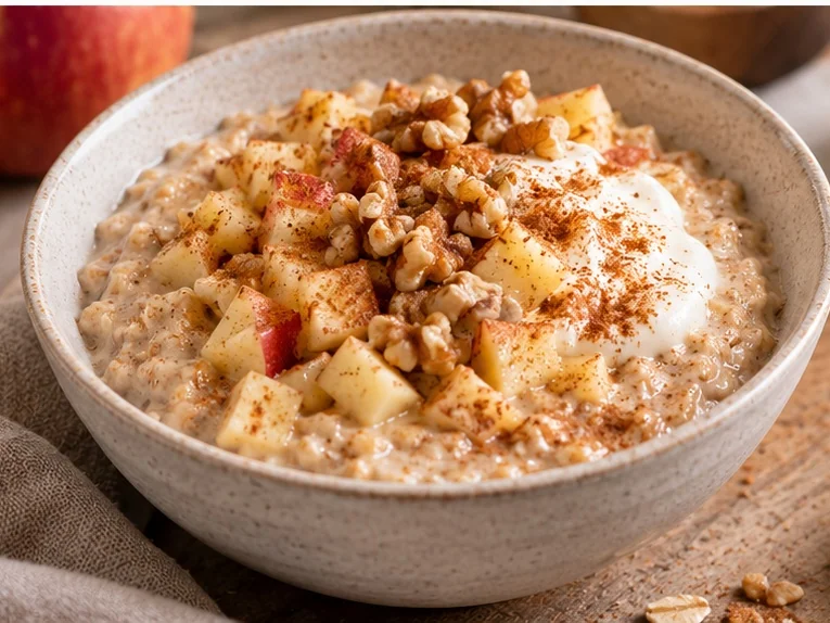 Apfel-Zimt-Porridge mit Walnüssen