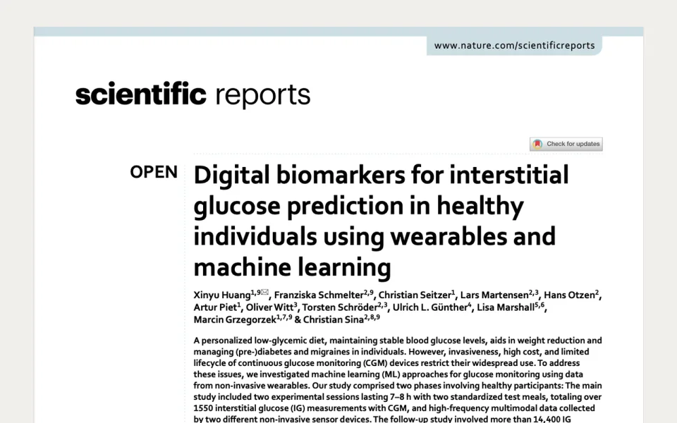 Digital biomarkers for interstitial glucose prediction in healthy individuals using wearables and machine learning