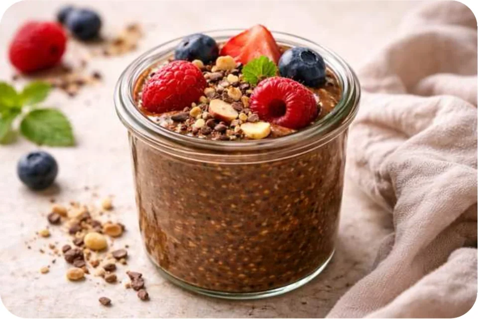 Schoko-Pudding mit Beeren