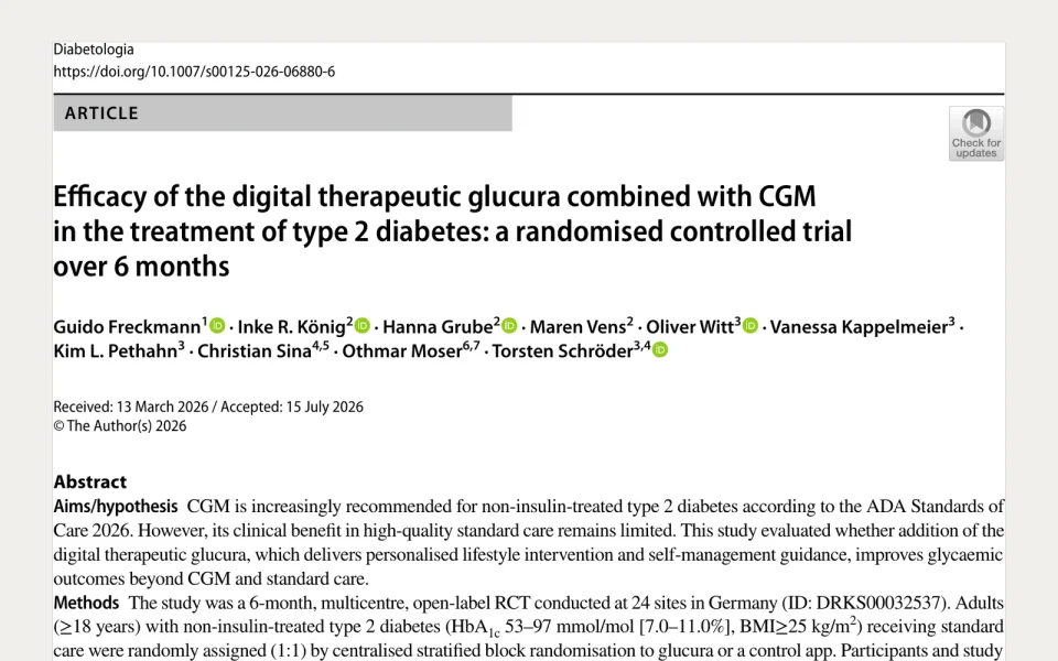 Efficacy of the digital therapeutic glucura combined with CGM in the treatment of type 2 diabetes: a randomised controlled trial over 6 months