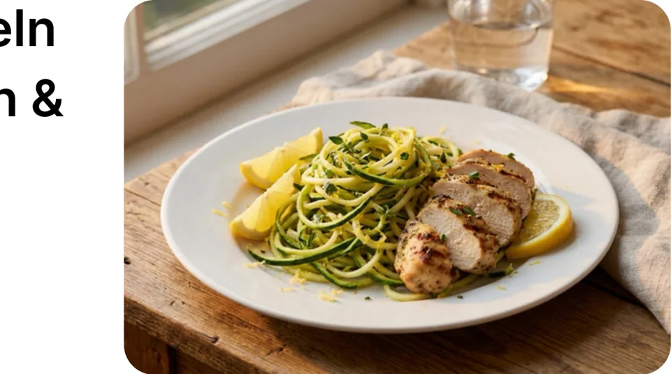 Zucchininudeln mit Hähnchen & Zitrone