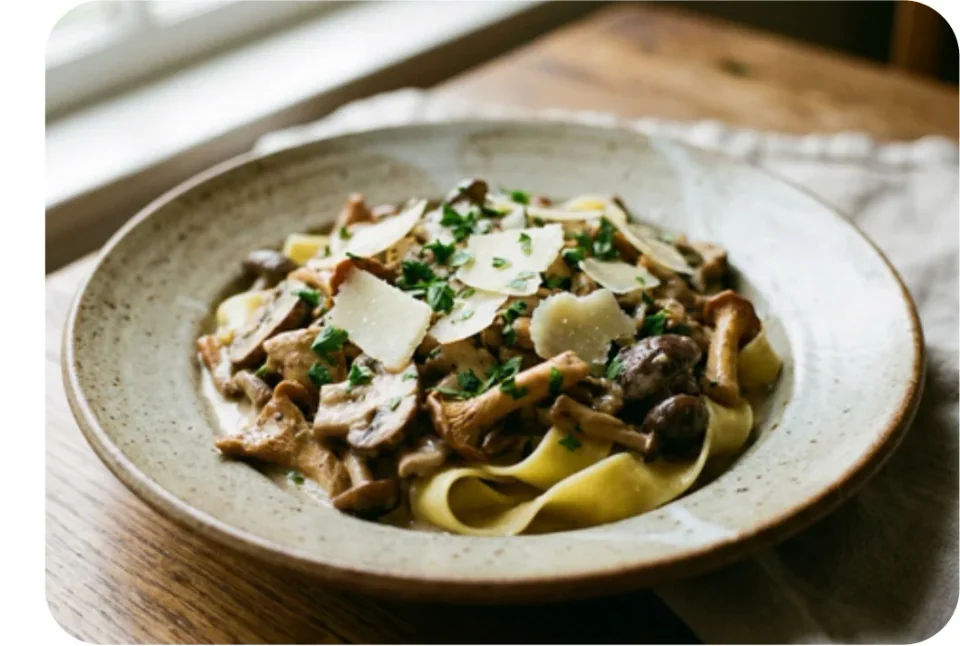 Cremige Pilz-Pfanne mit Parmesan (umami)