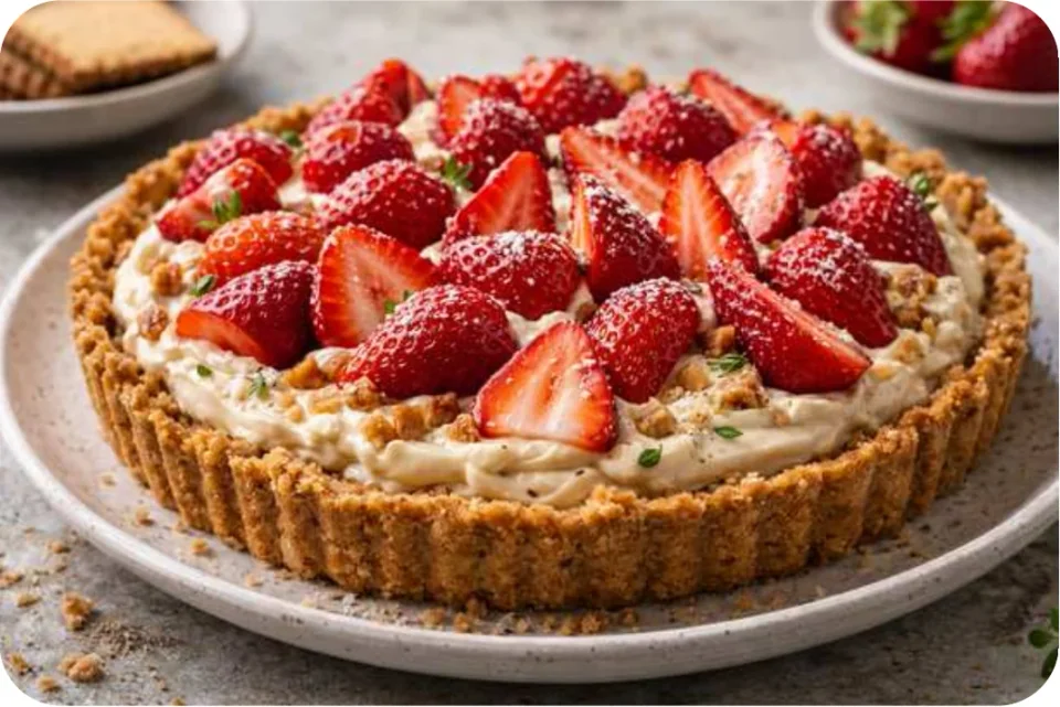 Erdbeer-Peanut-Butter-Tarte mit Vanillecreme