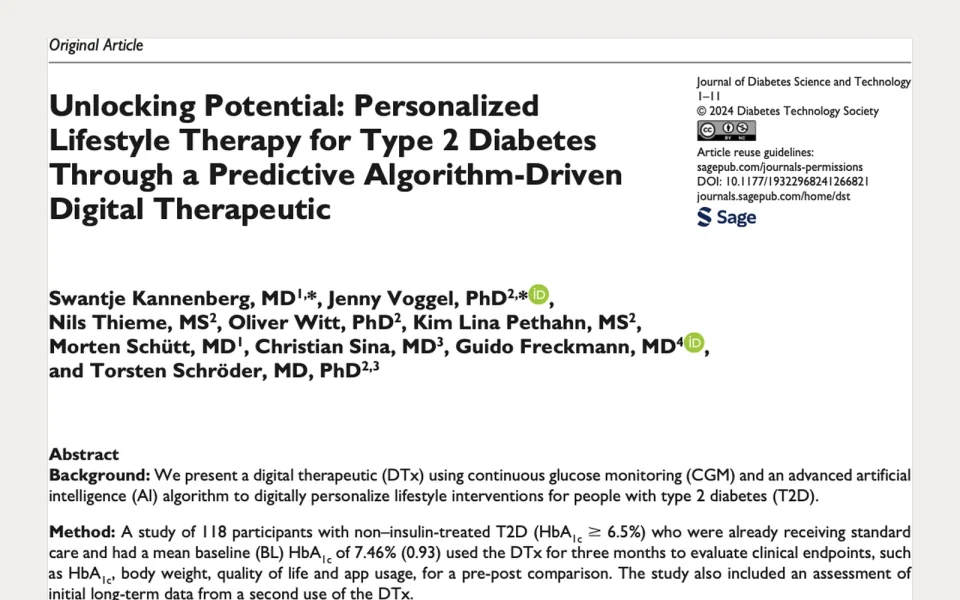 Unlocking Potential: Personalized Lifestyle Therapy for Type 2 Diabetes Through a Predictive Algorithm-Driven Digital Therapeutic