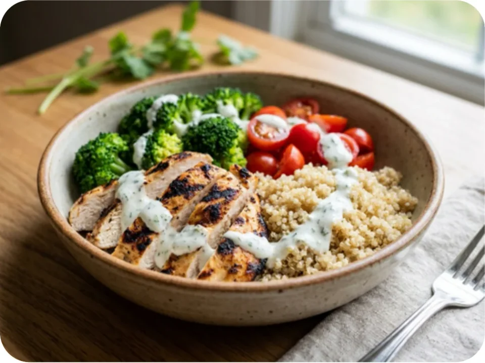 Hähnchen-Quinoa-Bowl mit Brokkoli