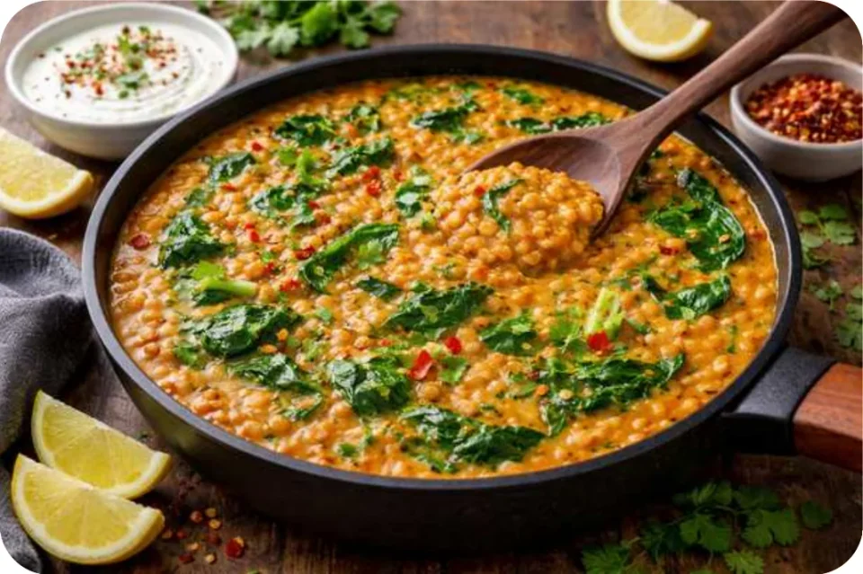 Chili-Linsen-Dal mit Spinat