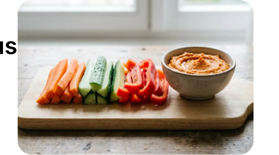 Gemüsesticks mit Rote Linsen Hummus